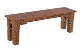 Porter Designs Taos Solid Sheesham Wood Natural Dining Bench Brown 07-196-13-9016H