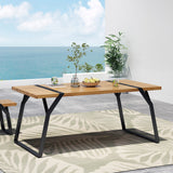 Varva Outdoor Acacia Wood Dining Table, Teak and Black Noble House