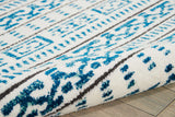 Nourison Kamala DS503 Tribal Machine Made Power-loomed Indoor only Area Rug Ivory/Blue 7'10" x 10'6" 99446407610
