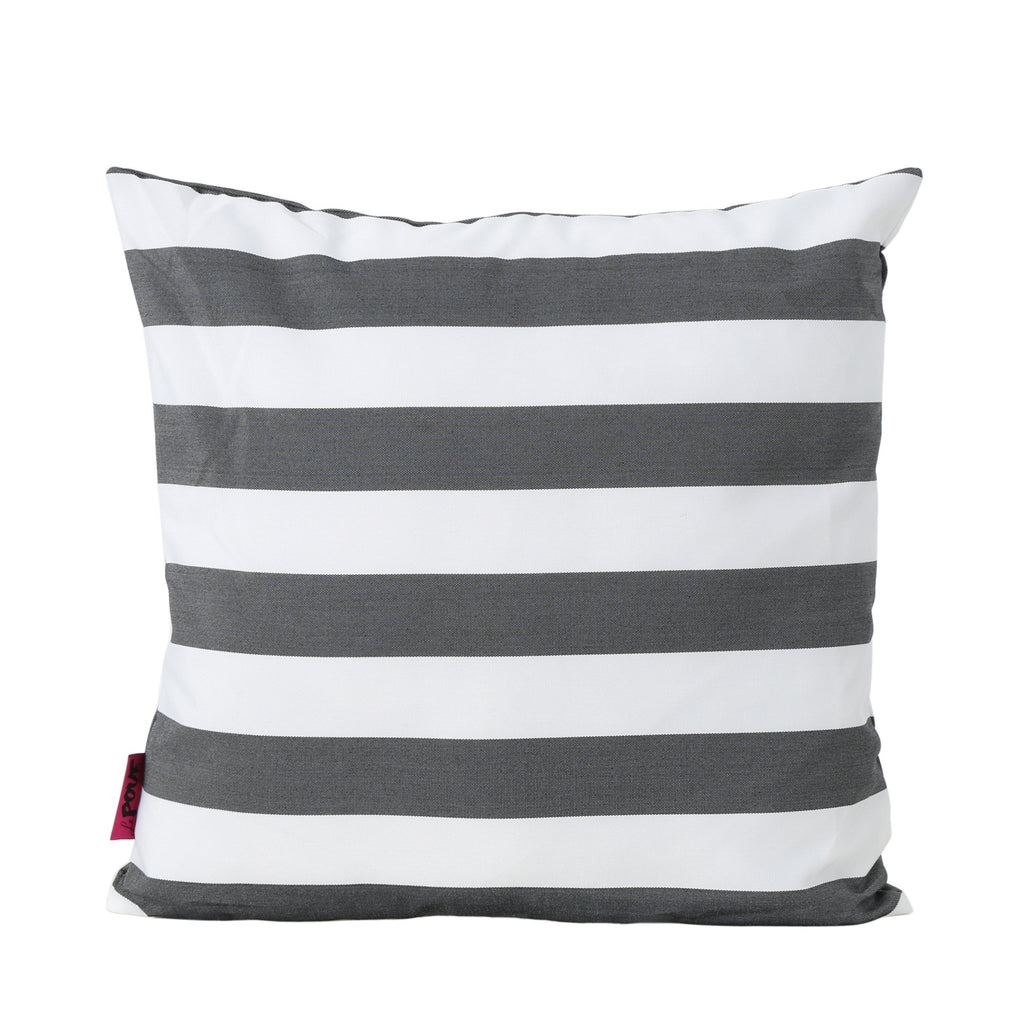 Megumi Indoor Black Striped Water Resistant Square Throw Pillow Noble House