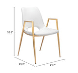 Zuo Modern Desi 100% Polyurethane, Plywood, Steel Modern Commercial Grade Dining Chair Set - Set of 2 White, Gold 100% Polyurethane, Plywood, Steel