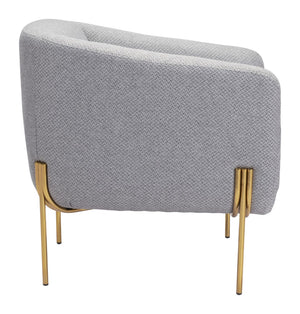 Zuo Modern Micaela 100% Polyester, Plywood, Steel Modern Commercial Grade Arm Chair Gray, Gold 100% Polyester, Plywood, Steel