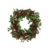 Leigh 25.5" Eucalyptus and Pine Artificial Wreath with Berries Green and Red Noble House