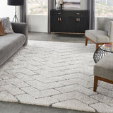 Nourison Luxurious Shag LXR03 Modern & Contemporary Machine Made Power-loomed Indoor only Area Rug Ivory/Grey 7'10" x 9'10" 99446885142