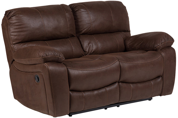 Porter Designs Ramsey Leather-Look Dual seat Transitional Reclining Love Brown 03-112C-02B-6016