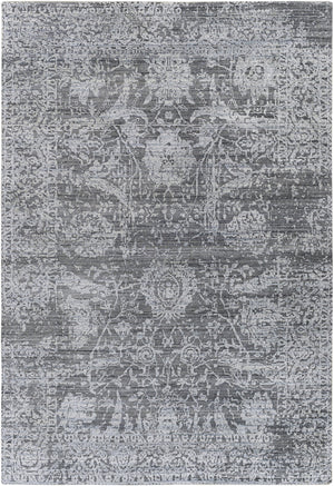 Lucknow LUC-2301 Traditional Viscose, Wool Rug LUC2301-81012 Charcoal, Light Gray, Black 75% Viscose, 25% Wool 8'10" x 12'