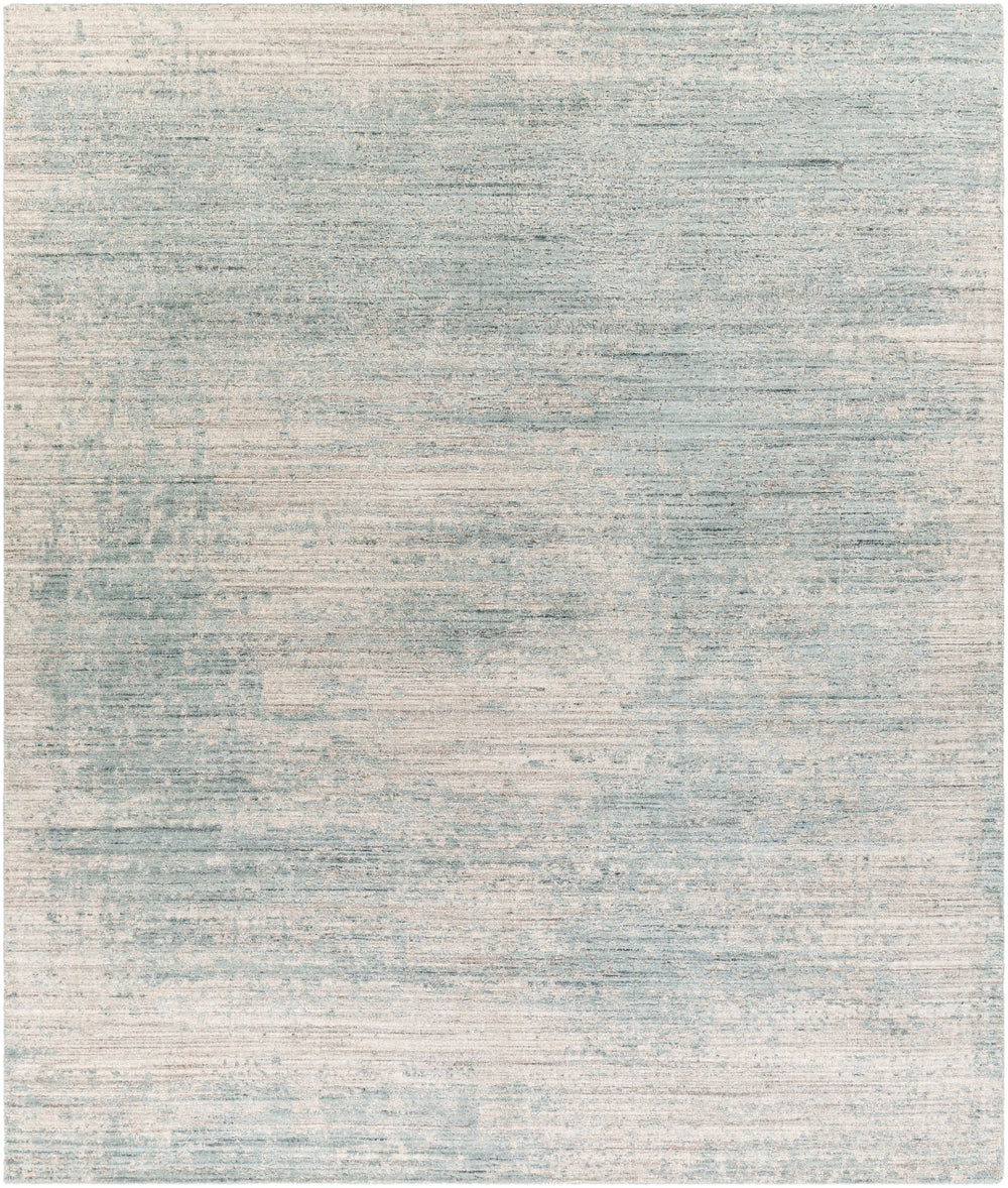 Lucknow LUC-2304 Modern Viscose, Wool Rug LUC2304-81012 Light Gray, Taupe, Teal 75% Viscose, 25% Wool 8'10" x 12'