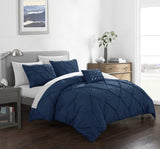 Daya Navy Queen 4pc Duvet Set