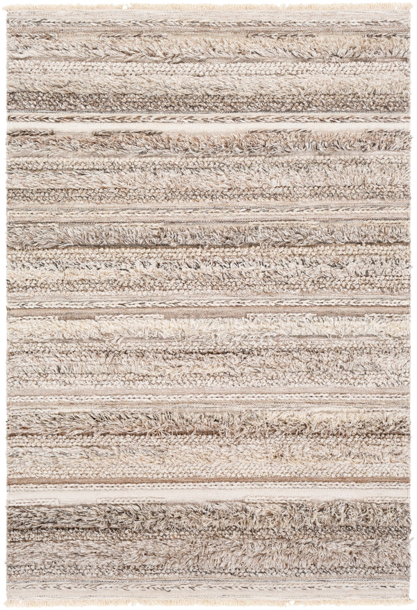 Lugano LUG-2300 Global Viscose, Wool Rug LUG2300-576 Camel, Cream, White, Charcoal 50% Viscose, 50% Wool 5' x 7'6"