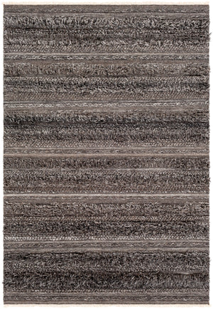 Lugano LUG-2301 Global Viscose, Wool Rug LUG2301-576 Charcoal, Black, Cream 50% Viscose, 50% Wool 5' x 7'6"