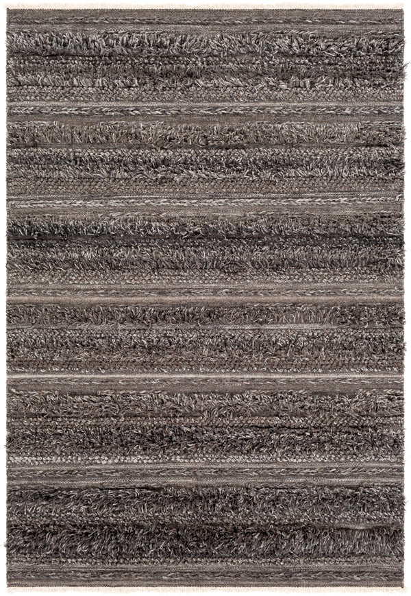 Lugano LUG-2301 Global Viscose, Wool Rug LUG2301-576 Charcoal, Black, Cream 50% Viscose, 50% Wool 5' x 7'6"