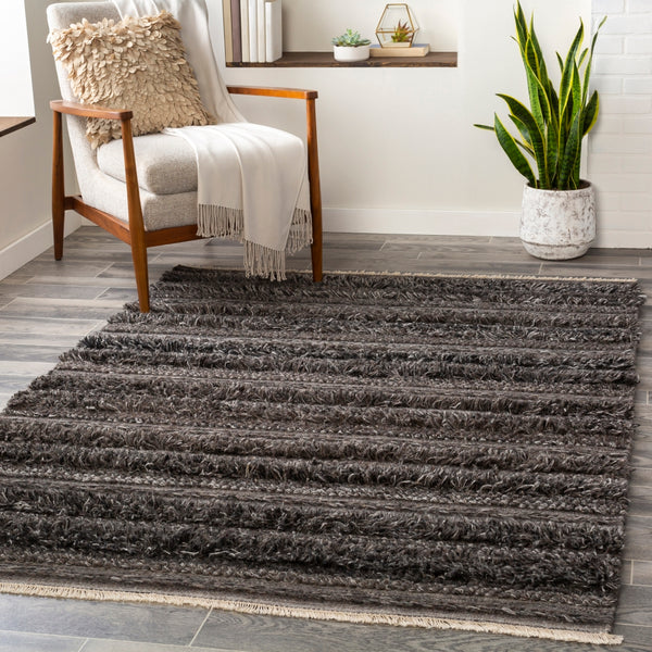 Lugano LUG-2301 Global Viscose, Wool Rug LUG2301-81012 Charcoal, Black, Cream 50% Viscose, 50% Wool 8'10" x 12'