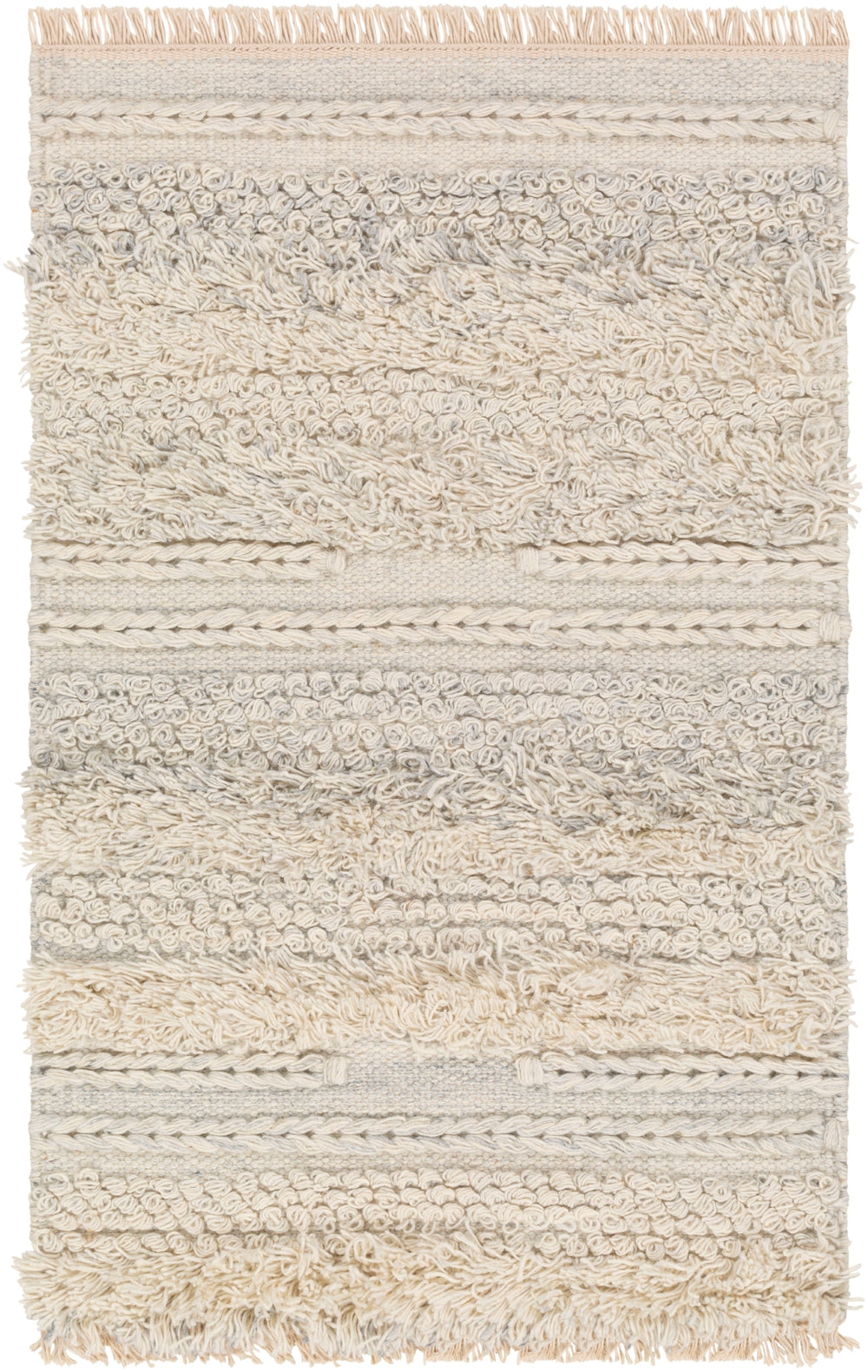 Lugano LUG-2302 Global Viscose, Wool Rug LUG2302-81012 Medium Gray, Cream, White 50% Viscose, 50% Wool 8'10" x 12'