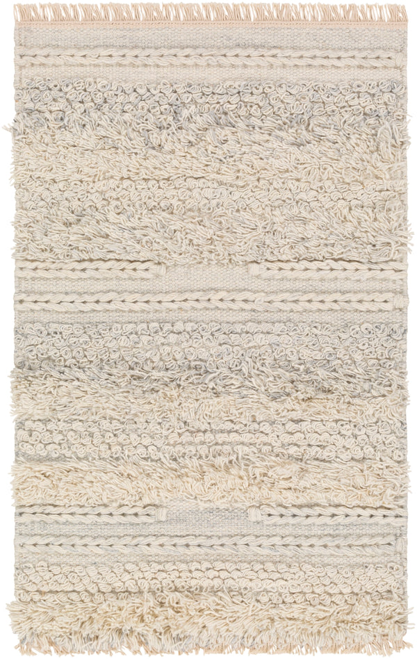 Lugano LUG-2302 Global Viscose, Wool Rug LUG2302-81012 Medium Gray, Cream, White 50% Viscose, 50% Wool 8'10" x 12'