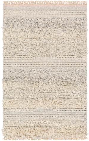 Lugano LUG-2302 Global Viscose, Wool Rug LUG2302-81012 Medium Gray, Cream, White 50% Viscose, 50% Wool 8'10" x 12'