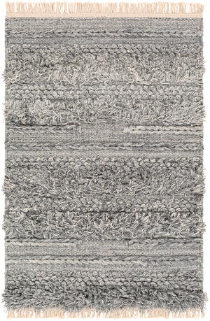 Lugano LUG-2303 Global Viscose, Wool Rug LUG2303-81012 Medium Gray, Black, Cream 50% Viscose, 50% Wool 8'10" x 12'