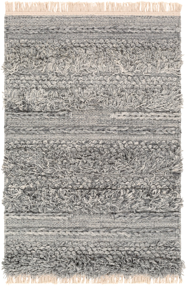 Lugano LUG-2303 Global Viscose, Wool Rug LUG2303-81012 Medium Gray, Black, Cream 50% Viscose, 50% Wool 8'10" x 12'