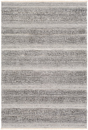 Lugano LUG-2303 Global Viscose, Wool Rug LUG2303-576 Medium Gray, Black, Cream 50% Viscose, 50% Wool 5' x 7'6"
