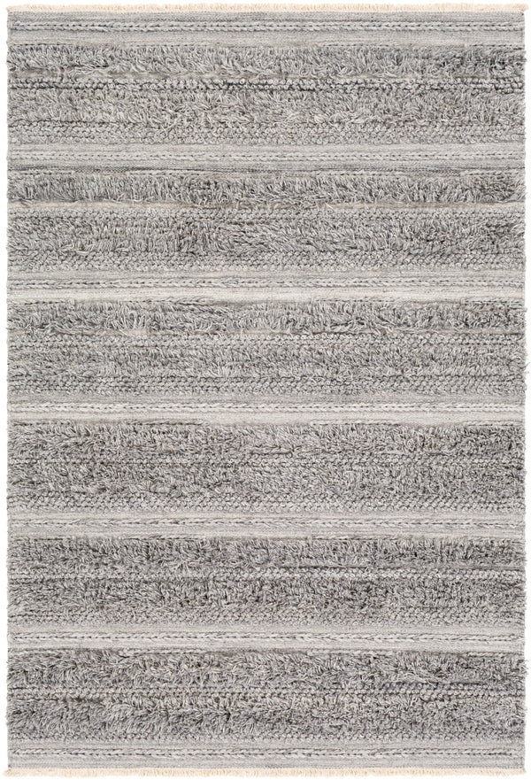 Lugano LUG-2303 Global Viscose, Wool Rug LUG2303-576 Medium Gray, Black, Cream 50% Viscose, 50% Wool 5' x 7'6"