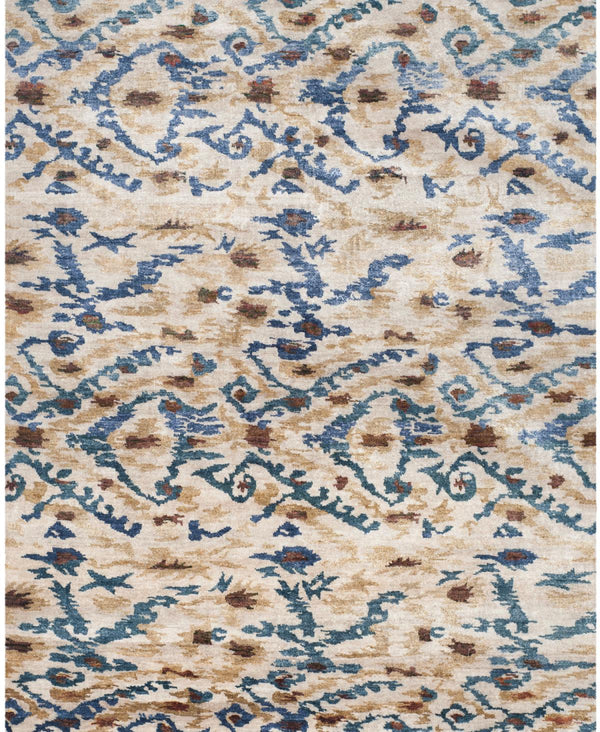 Lux160 Hand Knotted Banana Silk 0 Rug Cream / Blue Banana Silk LUX160A-9