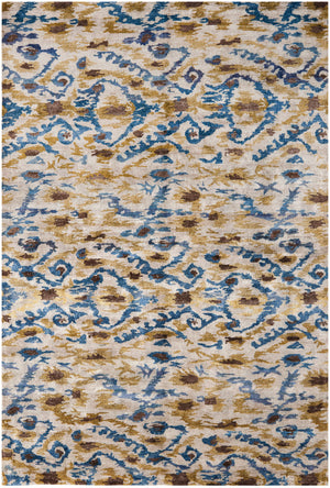 Lux160 Hand Knotted Banana Silk 0 Rug Cream / Blue Banana Silk LUX160A-9