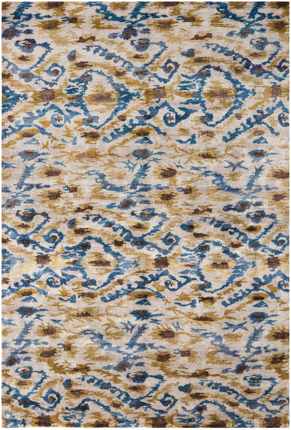Lux160 Hand Knotted Banana Silk 0 Rug Cream / Blue Banana Silk LUX160A-9