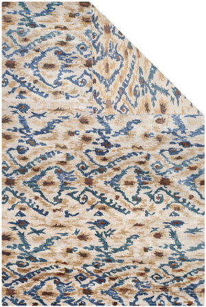 Lux160 Hand Knotted Banana Silk 0 Rug Cream / Blue Banana Silk LUX160A-9