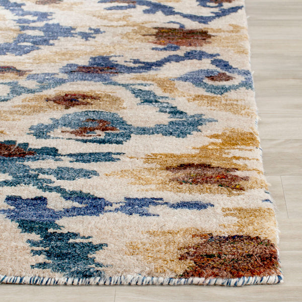 Lux160 Hand Knotted Banana Silk 0 Rug Cream / Blue Banana Silk LUX160A-9