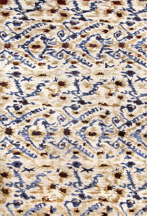 Lux160 Hand Knotted Banana Silk 0 Rug Cream / Blue Banana Silk LUX160A-9