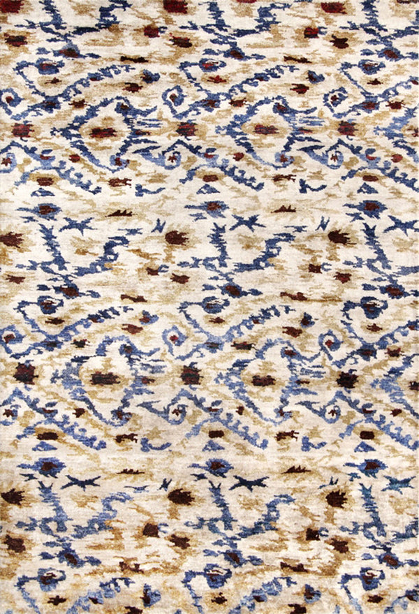 Lux160 Hand Knotted Banana Silk 0 Rug Cream / Blue Banana Silk LUX160A-9