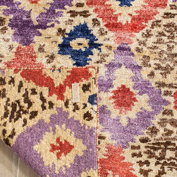 Lux161 Hand Knotted Banana Silk 0 Rug Purple / Rust Banana Silk LUX161A-9