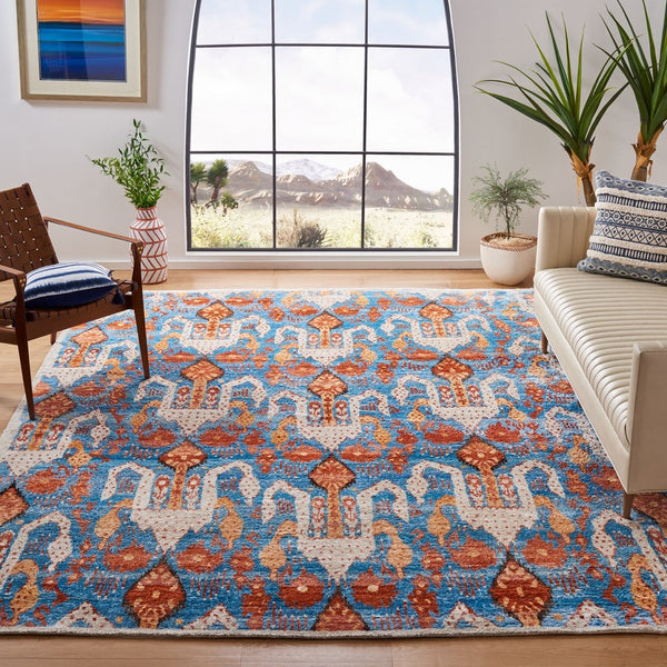 Lux162 Hand Knotted Banana Silk 0 Rug Aqua / Orange Banana Silk LUX162A-6