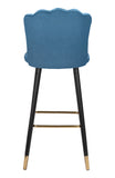 Zuo Modern Zinclair 100% Polyester, Plywood, Steel Modern Commercial Grade Barstool Blue, Gold 100% Polyester, Plywood, Steel