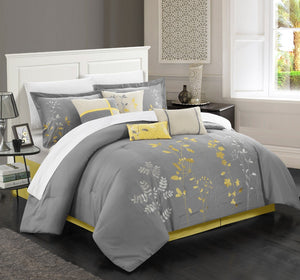 Bliss Garden Yellow Queen 8pc Comforter Set