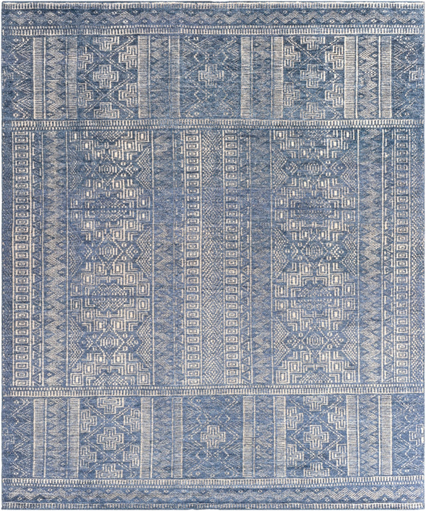 Livorno LVN-2301 Traditional Viscose, Wool Rug LVN2301-810 Denim, Charcoal, Khaki 80% Viscose, 20% Wool 8' x 10'