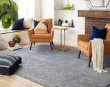 Livorno LVN-2301 Traditional Viscose, Wool Rug LVN2301-268 Denim, Charcoal, Khaki 80% Viscose, 20% Wool 2'6" x 8'