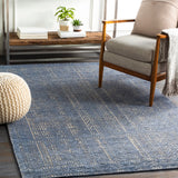 Livorno LVN-2301 Traditional Viscose, Wool Rug LVN2301-912 Denim, Charcoal, Khaki 80% Viscose, 20% Wool 9' x 12'