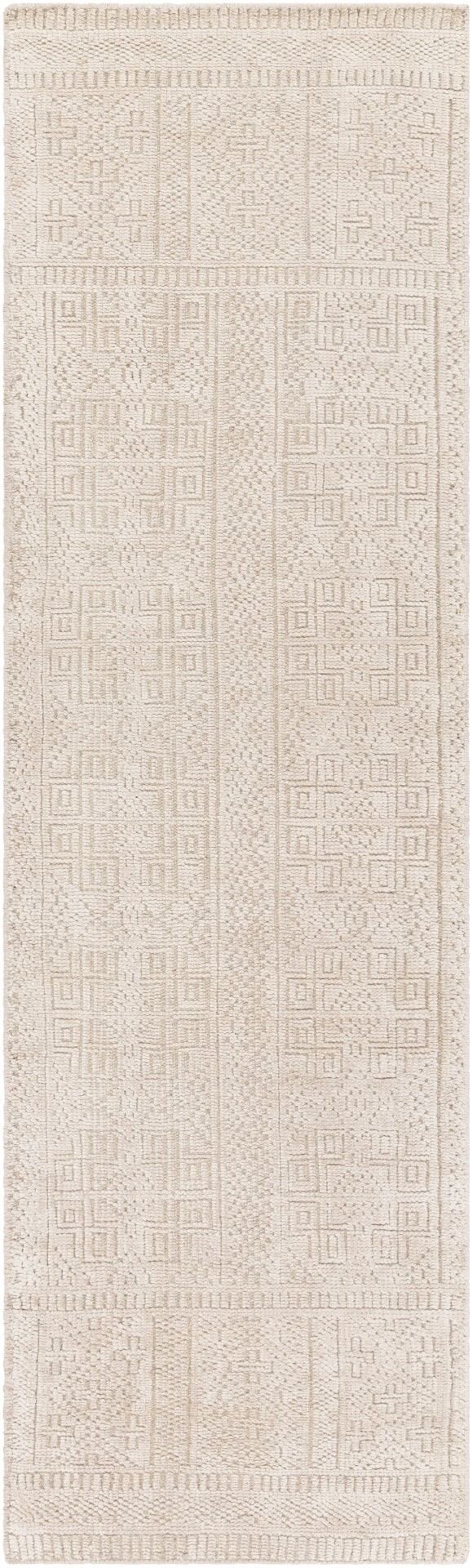Livorno LVN-2303 Traditional Viscose, Wool Rug LVN2303-268 Beige, Khaki 80% Viscose, 20% Wool 2'6" x 8'