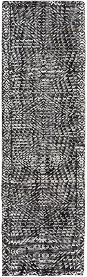 Livorno LVN-2305 Global Viscose, Wool Rug LVN2305-268 Black, Ivory 90% Viscose, 10% Wool 2'6" x 8'