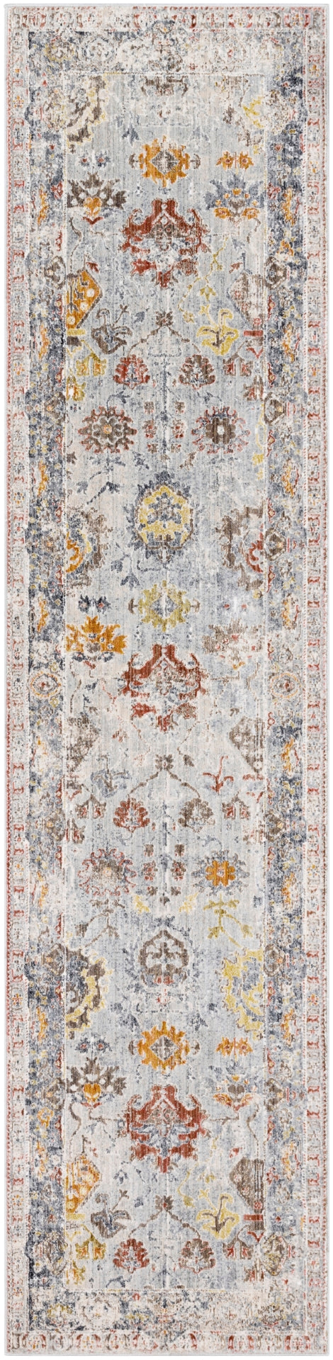 Liverpool LVP-2300 Traditional Polyester, Polypropylene Rug LVP2300-27103 Charcoal, Medium Gray, Silver Gray, White, Ivory, Camel, Bright Yellow, Dark Red, Wheat, Bright Orange, Pale Pink, Burnt Orange 70% Polyester, 30% Polypropylene 2'7" x 10'2"