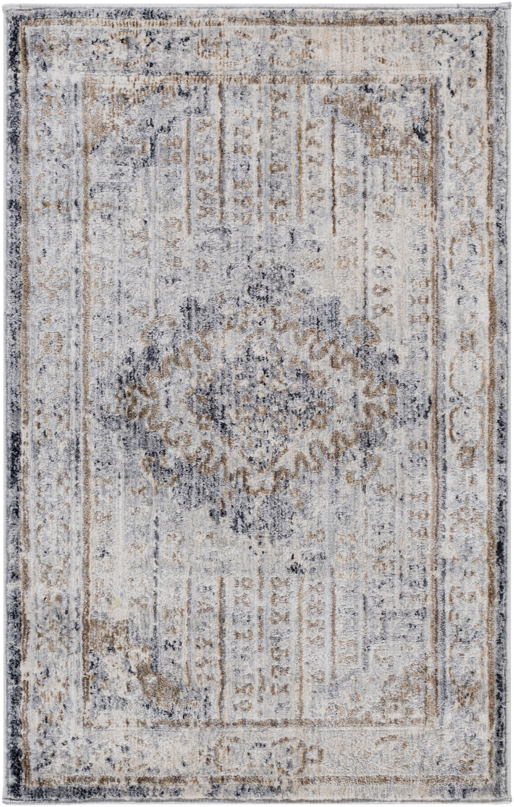 Liverpool LVP-2301 Traditional Polyester, Polypropylene Rug LVP2301-9131 Charcoal, Medium Gray, Silver Gray, White, Ivory, Camel 70% Polyester, 30% Polypropylene 9' x 13'1"