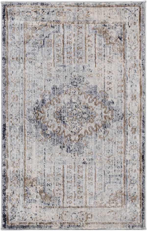 Liverpool LVP-2301 Traditional Polyester, Polypropylene Rug LVP2301-9131 Charcoal, Medium Gray, Silver Gray, White, Ivory, Camel 70% Polyester, 30% Polypropylene 9' x 13'1"