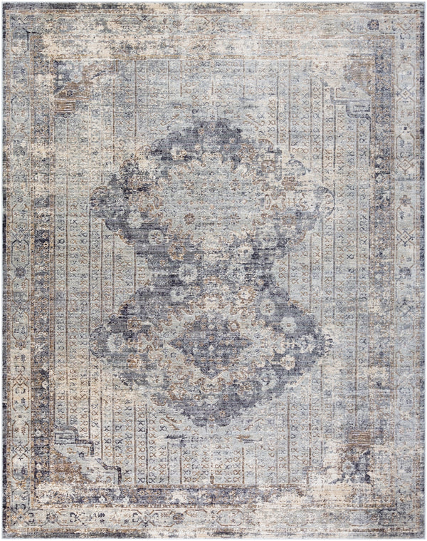 Liverpool LVP-2301 Traditional Polyester, Polypropylene Rug LVP2301-710103 Charcoal, Medium Gray, Silver Gray, White, Ivory, Camel 70% Polyester, 30% Polypropylene 7'10" x 10'2"