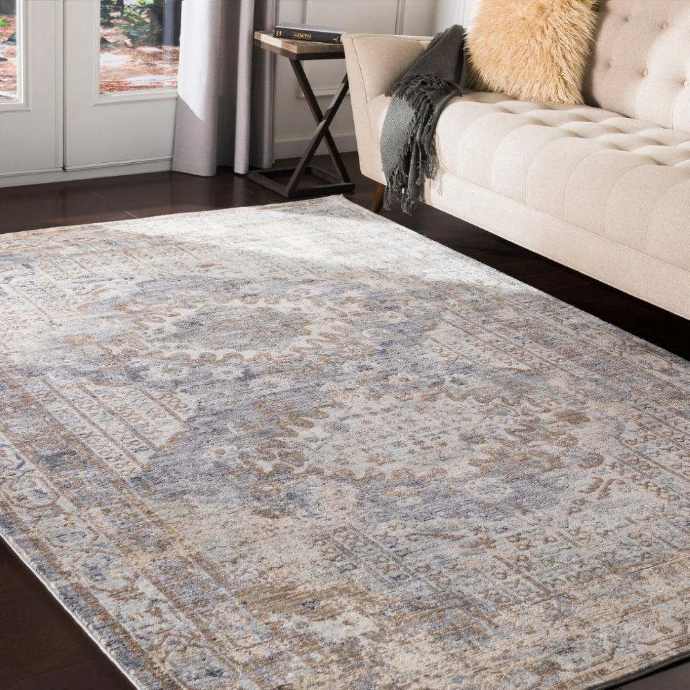 Liverpool LVP-2301 Traditional Polyester, Polypropylene Rug LVP2301-9131 Charcoal, Medium Gray, Silver Gray, White, Ivory, Camel 70% Polyester, 30% Polypropylene 9' x 13'1"