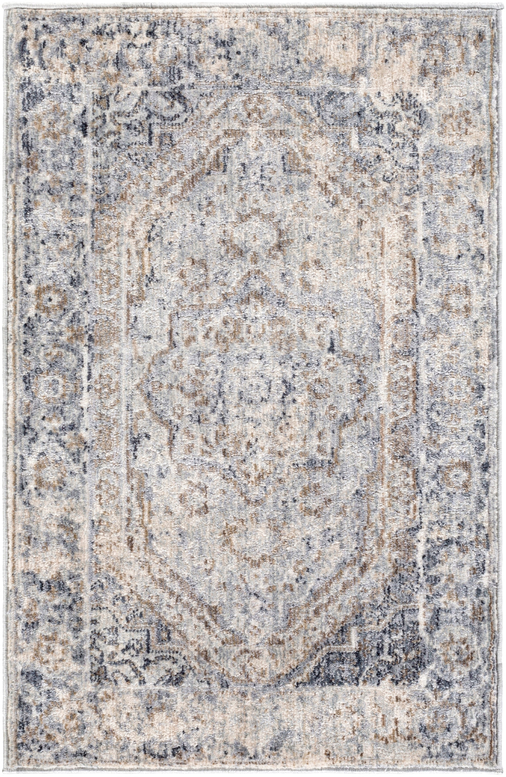 Liverpool LVP-2302 Traditional Polyester, Polypropylene Rug LVP2302-9131 Charcoal, Medium Gray, Silver Gray, White, Ivory, Camel 70% Polyester, 30% Polypropylene 9' x 13'1"