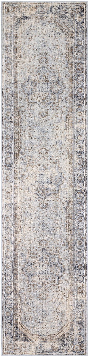 Liverpool LVP-2302 Traditional Polyester, Polypropylene Rug LVP2302-27103 Charcoal, Medium Gray, Silver Gray, White, Ivory, Camel 70% Polyester, 30% Polypropylene 2'7" x 10'2"