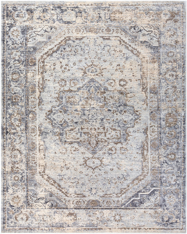 Liverpool LVP-2302 Traditional Polyester, Polypropylene Rug LVP2302-710103 Charcoal, Medium Gray, Silver Gray, White, Ivory, Camel 70% Polyester, 30% Polypropylene 7'10" x 10'2"