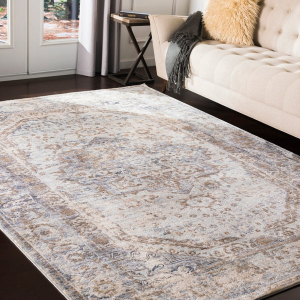 Liverpool LVP-2302 Traditional Polyester, Polypropylene Rug LVP2302-9131 Charcoal, Medium Gray, Silver Gray, White, Ivory, Camel 70% Polyester, 30% Polypropylene 9' x 13'1"