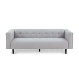 Christopher Knight Home® Ludwig Mid-Century Modern Fabric Upholstered Tufted 3 Seater Sofa, Light Gray and Dark Brown