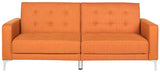 Safavieh Soho Sofa Bed Tufted Foldable Orange Silver Metal Eucalyptus Solid Foam Plating Polyester LVS2000A 889048172548